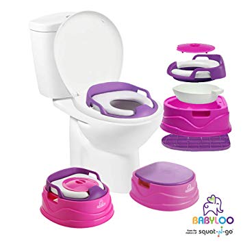 Babyloo Bambino Potty 3-in-1 Multi-Functional Children's Toilet Training Seat - 3 Convertible Stages for 6 Months and up (Pink)
