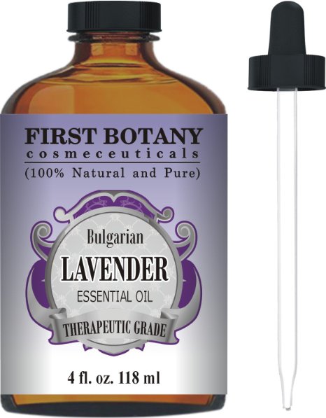 Bulgarian Lavender Essential Oil with a Glass Dropper - Big 4 fl. oz - 100% Pure and Natural Lavender Oil with Premium Quality & Therapeutic Grade - Ideal for Aromatherapy, Massages for Pain Relief, Anxiety and Stress Relief, Hair Care and Skin Care, Bug Repellent , Head aches and Migraines, Acne Treatment and more