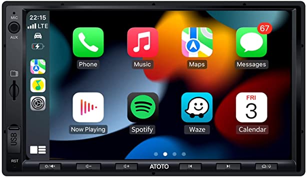 ATOTO F7 XE 7 inch Double-DIN Car Stereo Receiver- Wireless CarPlay & Wireless Android Auto, Bluetooth, Mirror Link, HD LRV(Live Rearview), Quick Charge, QLED Display, F7G2A7XE