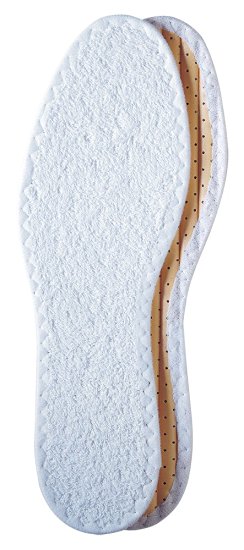 Pedag 196 Washable Summer Pure Cotton Terry Barefoot Insole, White, Women's 12/Men's 9