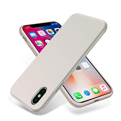 OTOFLY iPhone Xs Case/iPhone X Case,Ultra Slim Fit iPhone Case Liquid Silicone Gel Cover with Full Body Protection Anti-Scratch Shockproof Case Compatible with iPhone X/XS, White Stone