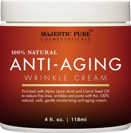 Majestic Pure Anti-Aging Night Cream for Woman and Men, 100% Natural, Safe and Gentle Cream Reduces the Appearance of Wrinkles, 4 fl oz