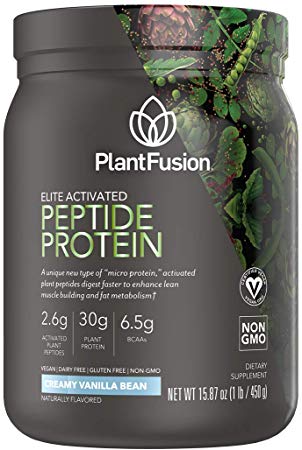 PlantFusion Elite Activated Peptide Protein Powder| Protein Supplement |Plant Based Vegan | 30g Protein| Supports Lean Muscle, Energy & Fat Burning | Non Whey | Vanilla Bean 1 Pound
