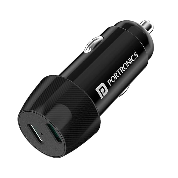 Portronics Car Power 14 Car Charger with Dual PD Output, Fast Charging, 40W Max Output, Compatible with Most Cars(Black)