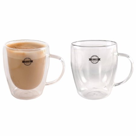 Double-Wall Insulated Coffee Mugs Glasses, 10 oz, Set of 2 - Jecobi