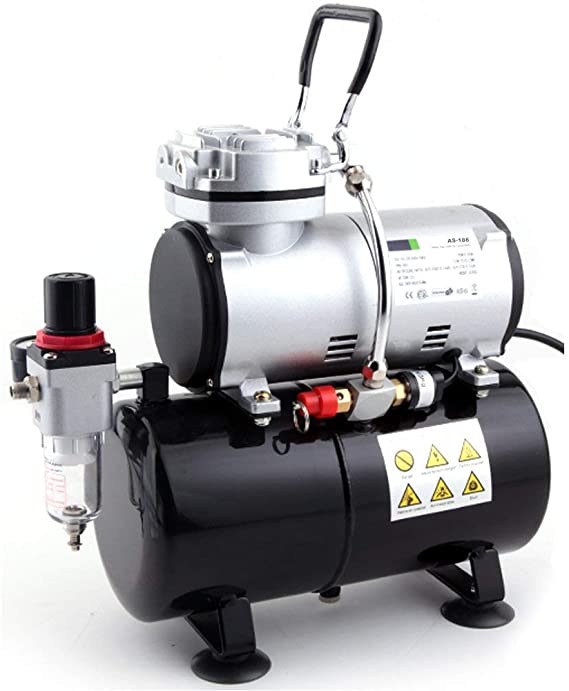 Timbertech Airbrush Compressor, Professional Mini Airbrush Compressor AS-186, with Automatic Stop for Airbrush Painting, Makeup, Nail and Tattoo studios, Hobby
