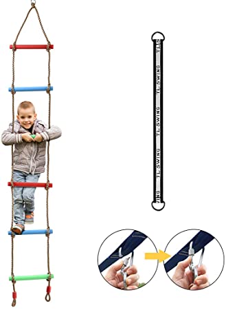 Rainbow Plastic Six-Section Climbing Rope Ladder for Kids,Hanging Ladder for Swing Set-Tree Ladder Toy for Children,Climbing Ladder Fitness Toy Exercise Equipment