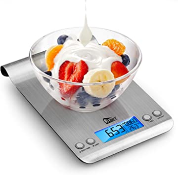 Uten Digital Kitchen Scale Ultra Slim Multifunction Stainless Steel Hook Design Food Scale 11lb 5kg with Back-Lit LCD Display