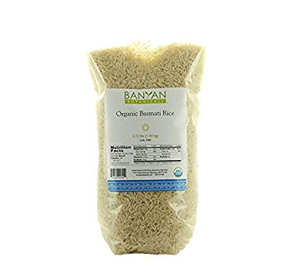 Banyan Botanicals Basmati Rice - USDA Organic - Long-Grain Aromatic Rice Variety - Fluffy & Quick Cooking