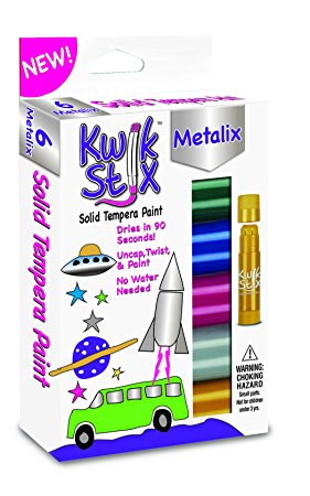 The Pencil Grip Kwik Stix METALIX Solid Tempera Paint, Super Quick Drying, 6 Pack (TPG-613)