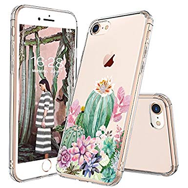 iPhone 8 Case, iPhone 7 Case, MOSNOVO Tropical Cactus Succulents Clear Design Transparent Printed Plastic Hard Back Case with TPU Bumper Protective Case Cover for Apple iPhone 7 (2016)/iPhone 8 (2017)