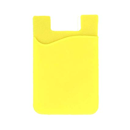 Phone Wallet, ARKTEK Stick On Sleeve Cell Phone Wallet Case Adhesive Silicone Credit Card Holder (Yellow)