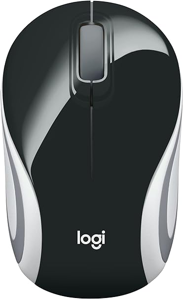 Logitech Wireless Mini Mouse M187 Ultra Portable, 1000 DPI Optical Tracking, 3-Buttons, PC/Mac/Laptop - Black/White