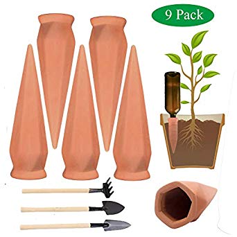 Plant Waterer Self Watering Spikes, 6 Pcs Terracotta Plant Watering Wine Bottle Stakes for Indoor Outdoor Plants, Vacation Automatic Irrigation Watering Device
