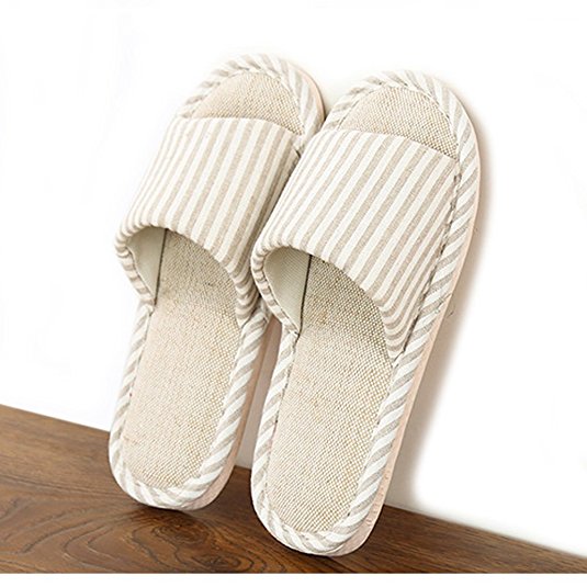 HaloVa Home Slippers, Flax Indoor Shoes Non-Slip Sandals Sole for Men Boys Women Girls Ladies