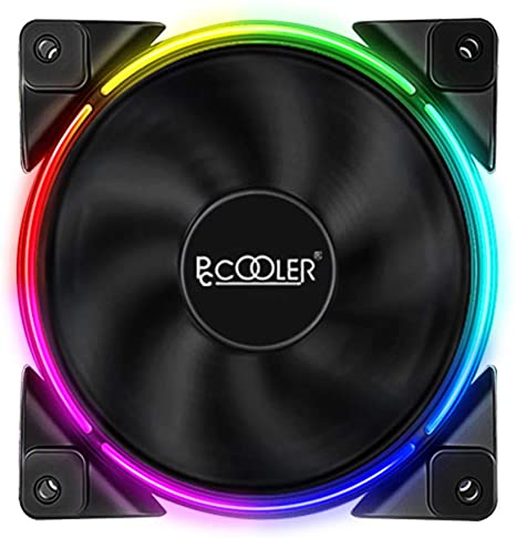 Pccooler 120mm Single Fan Moonlight Series, RGB LED Computer Case Fan - PWM Cooling Fan - Quiet Fan for PC Cases (5 in 1 Kit Replacement/Supplement Fan, 5V 4 Pin ARGB, Cannot Be Used Alone)