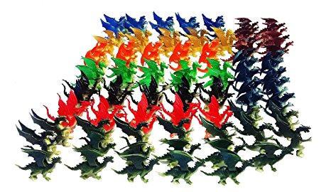 100 Pcs Plastic Fire Breathing Mini Dragons 2.5" - 3"