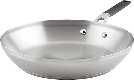 KitchenAid Stainless Steel Frying Pan/Skillet, 12 Inch, Brushed Stainless Steel