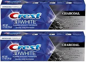 Crest 3D White Charcoal Teeth Whitening Toothpaste, Enamel Safe - 2.7 oz (76g) - Pack of 2