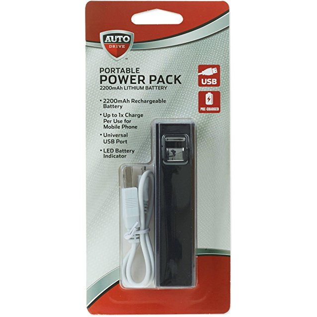 Auto Drive 2200mAh USB Portable Power Bank (BLACK)