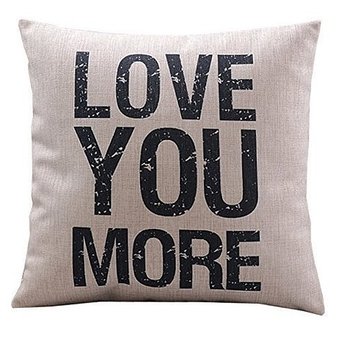 HOSL Love You More Cotton Linen Pillow Cover 173 x 173-Inch White