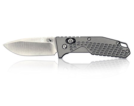 Anodized Aluminium Handle Folding Knife by Geralt: Precision 8Cr14MoV Stainless Steel Premium Blade Utility Knife With Belt Hook, All Purpose, Fine Edge, 6.25" Opened Length (Gray)