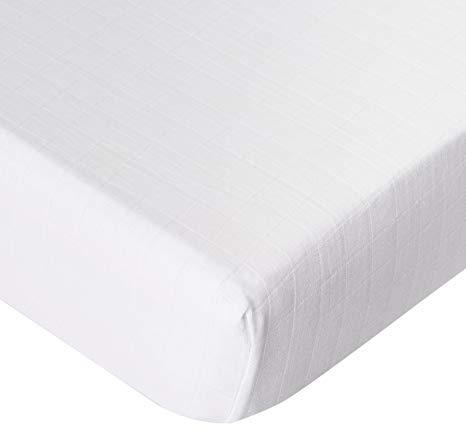 SwaddleDesigns Cotton Muslin Crib Sheet, Pure White