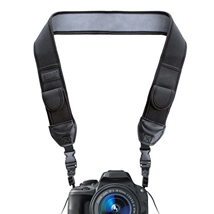 TrueSHOT Neoprene Camera Neck Strap with Quick Release Buckles and Accessory Storage Pockets (Black) by USA Gear - Works With Nikon Coolpix P900 , B500 , D3300 and More Cameras