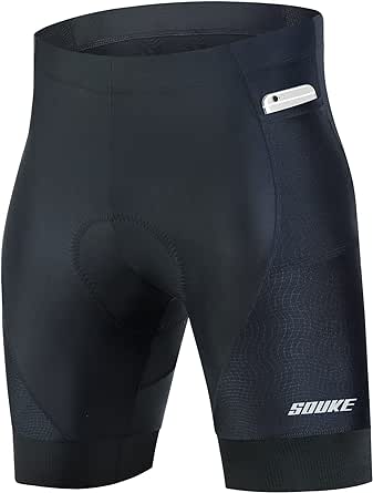 Souke Sports Men's Cycling Shorts Padded 4D Bike Biking Half Pants Bicycle Riding Quick-Dry Tights with Pocket