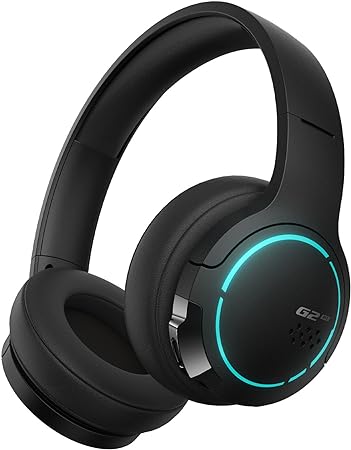 Edifier Hecate G2BT Gaming Headset, Bluetooth 5.2 Wireless Headphones with 40mm Driver, Deep Bass Stereo Sound, Lightweight Noise Cancelling Over Ear Headphones with Soft Earmuffs, RGB Light, Black