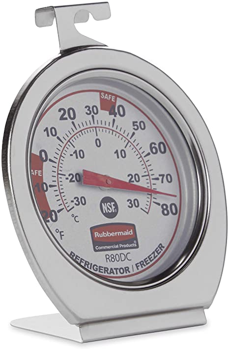 Chrome Freezer Thermometer, Dimensions: 3.75 x 2.5 x 1.5 inches