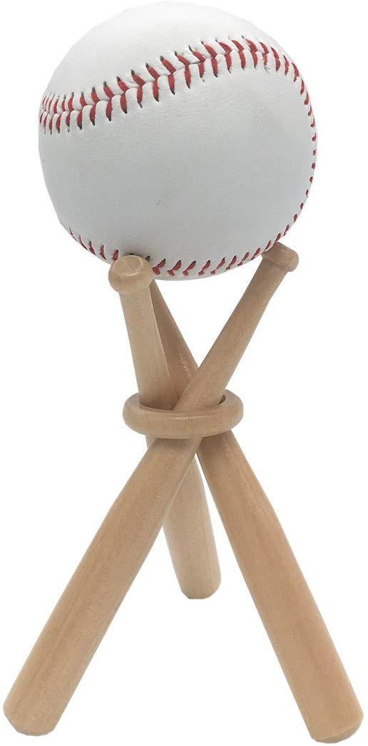 FOLAI Baseball Stand Baseball Stand Holder Wooden Base Ball Stand Display Holder 1 Pack