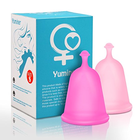 Yuminer 100% Safe Menstrual Cup with Most Comfortable & FDA Registered Material, Ideal Feminine Alternative for Tampons and Sanitary Napkins (Set of 2 Periods Kit)