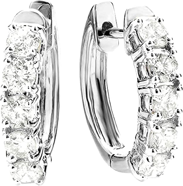 3/4-6 CT Carat Natural Diamond Hoop Huggies Earrings Value Collection