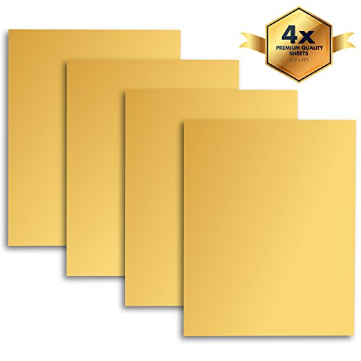 MiPremium HTV Gold Iron On Vinyl, PU Heat Transfer Vinyl 12” x 10” inches 4 pre-cut Sheets, for T Shirts Sports Clothing other garments & fabrics, Easy Cut, Easy Weed & Press gold htv vinyl (Gold)