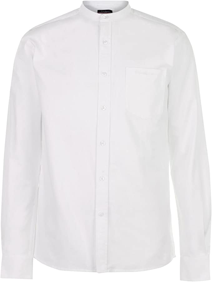 Pierre Cardin Mens Grandad Collar Oxford Shirt Long Sleeve