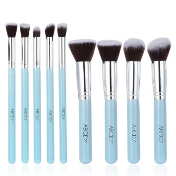 Abody 9Pcs Makeup Brush Kit Wood Professional Cosmetic Set Foundation Brush Powder Brush Eyeshadow Brushes Blue