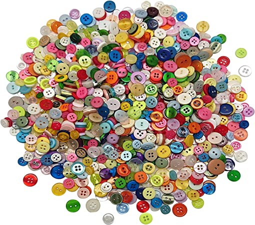 1000 Pcs Resin Buttons, Assorted Sizes Round Craft Buttons for Sewing DIY Crafts,Children's Manual Button Painting, Mixed Colors