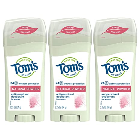 Tom's of Maine Women's Antiperspirant Deodorant Stick, Deodorant for Women, Antiperspirant for Women, Natural Powder, 2.25 Ounce, 3-Pack