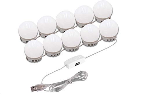 Auslese Makeup Mirror Dimmable 7-Watts Round LED Bulb Set of 10 Bulbs for Vanity Mirror with 3 Colour Modes & 10 Adjustable Brightness, White