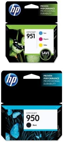 HP 951 Ink Cartridges, Cyan/Magenta/Yellow, 3-Pack (CR314FN) and HP 950 Black Original Ink Cartridge (CN049AN) Bundle