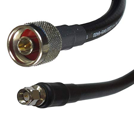 Times Microwave Extension Cable Straight SMA Male to N Male USA Made LMR-400 Coax 25 FT - with Polyolefin Strain Relief