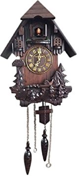 Wall Cuckoo Clocks: Vmarketingsite Black Forest Wooden Cuckoo Clock. Black Forest Hand-carved Cuckoo Clock. Bright Cuckoo Bird Sounds On The Hour And Chime Has Automatic Shut-Off. Excellent Gift.