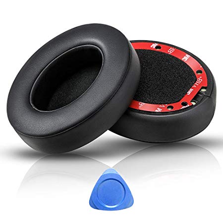 Professional Beats Studio Replacement Earpads Cushion by SoloWIT- Compatible with Beats Studio 2.0 & 3 Wired/Wireless with Soft Protein Leather/ Noise Isolation Memory Foam/ Strong Adhesive Tape