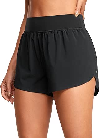 CRZ YOGA High Waisted Dolphin Athletic Running Shorts for Women High Split Comfy Mesh Liner Gym Workout Track Shorts