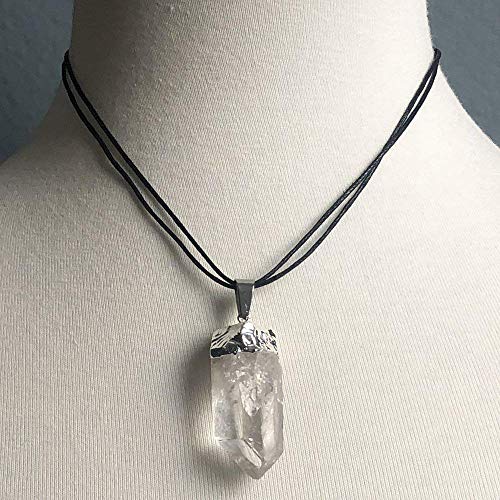 Raw Clear Quartz Crystal Point Gemstone Pendant Necklace