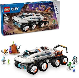 LEGO City Command Rover and Crane Loader Outer Space Toy Building Set, 4 Astronaut Toy Minifigures, Space Robot, 2 Alien Action Figures, Gift for 7 Year Old Boys, Girls, and Kids, 60432