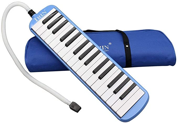 YueYueZou 32 Key Melodica Instrument with Mouthpiece Air Piano Keyboard (Blue)
