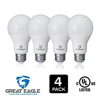 Great Eagle 100W Equivalent LED Light Bulb 1640 Lumens A19 or A21 Cool White 4000K Dimmable 14-Watt UL Listed (4-pack)
