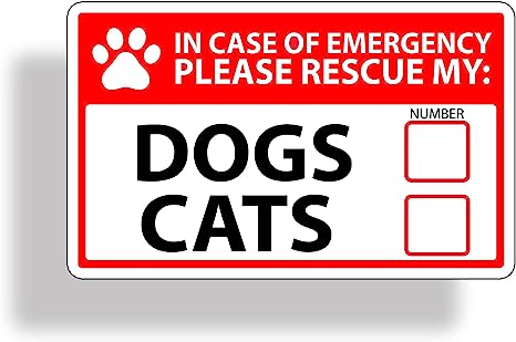 1st Responder Emergency Dog & Cat Rescue Decal Sticker Fireman First Aid Fire Pet